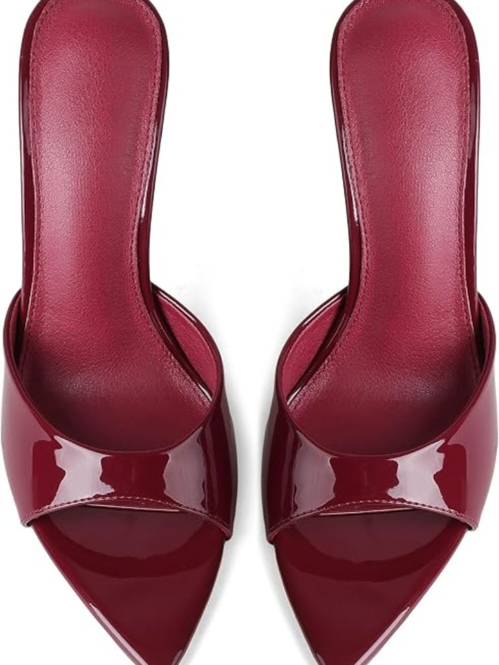 Womens Sandals Open Toe Stiletto High Heeled Slip On Dress Mules | Patent Leathe